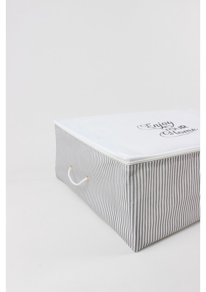 Gri 62 x 46 x 22 cm Büyük Boy Baza Altı Çizgili Hurç