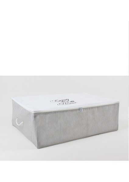 Gri 62 x 46 x 22 cm Büyük Boy Baza Altı Çizgili Hurç