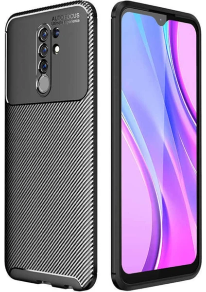 Xiaomi Redmi 9 Karbon Tasarımlı Kapak - Siyah