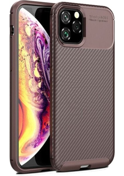Apple Iphone 12 Pro Karbon Tasarımlı Kapak - Kahverengi