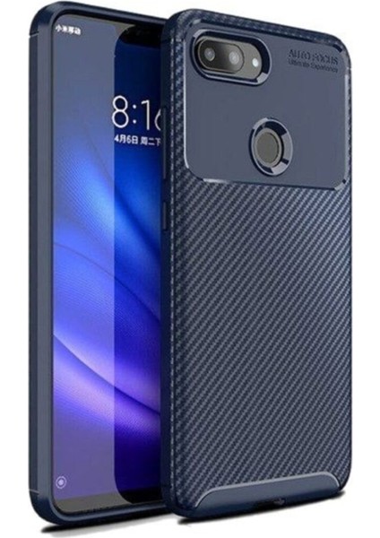 Xiaomi Mi 8 Lite Karbon Tasarımlı Kapak - Lacivert