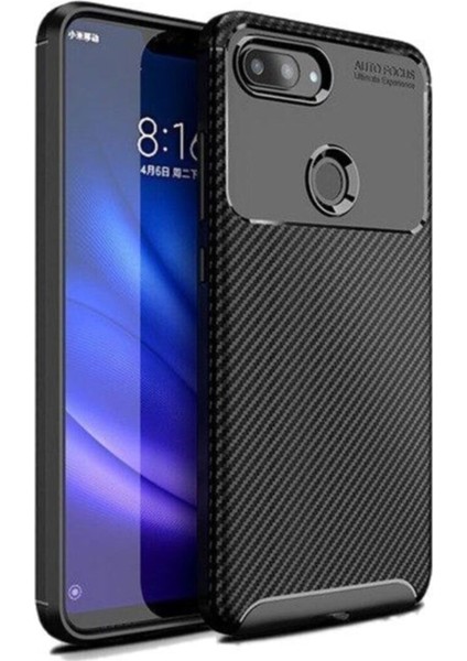 Xiaomi Mi 8 Lite Karbon Tasarımlı Kapak - Siyah
