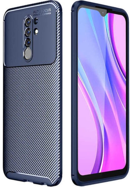 Xiaomi Redmi 9 Karbon Tasarımlı Kapak - Lacivert