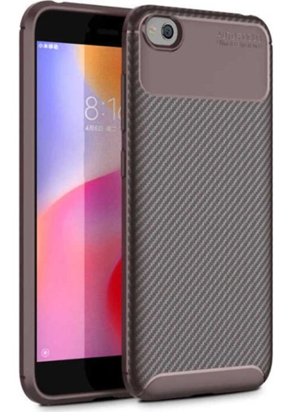 Xiaomi Redmi Go Karbon Tasarımlı Kapak - Kahverengi
