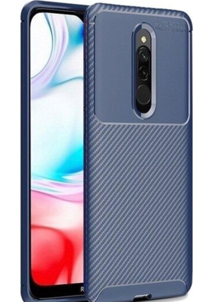 Xiaomi Redmi 8 Karbon Tasarımlı Kapak - Lacivert