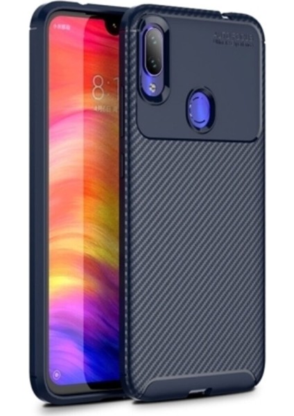 Xiaomi Redmi Note 7 Karbon Tasarımlı Kapak - Lacivert