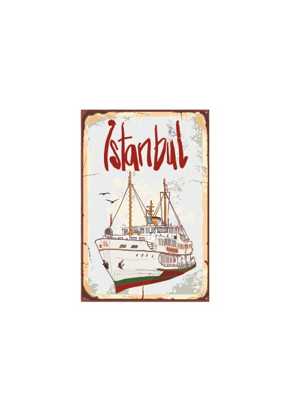 Istanbul Vapur Retro Ahşap Poster 20X30 cm