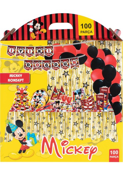 100 Parça Doğum Günü Seti Disney Mickey Mause Konsepti