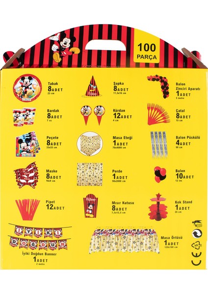 100 Parça Doğum Günü Seti Disney Mickey Mause Konsepti fiyatları