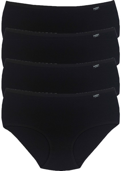 Kadın Siyah 4'lü Yüksek Bel Likralı Bato Külot