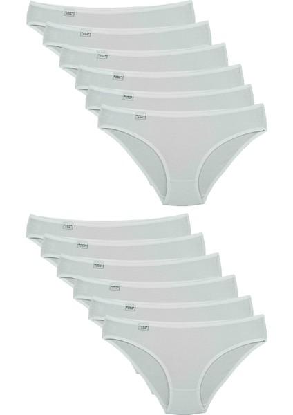 Kadın Beyaz 12'li Paket Likralı Slip Külot