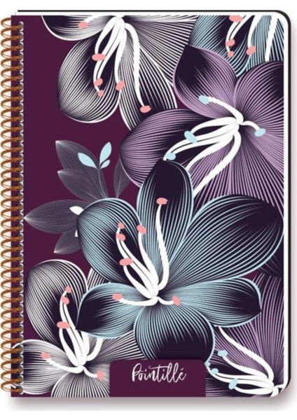 Pointille Plastik Kapak 80 Yaprak Çizgili Ciltli Defter 20 x 28 cm