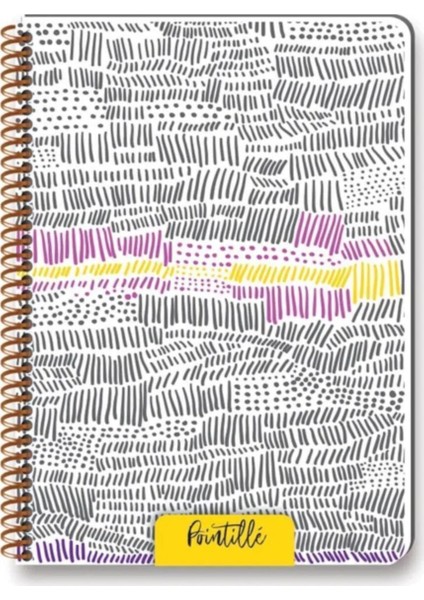 Pointille Plastik Kapak 80 Yaprak Çizgili Ciltli Defter 20 x 28 cm