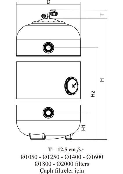 Dın Normu Polyester Havuz Kum Filtresi 1250MM