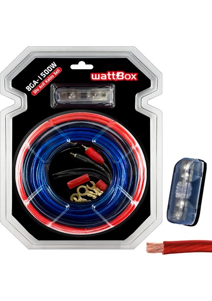 Oto Anfi Kablo Seti Full 8ga 1500W Vakumlu Wattbox