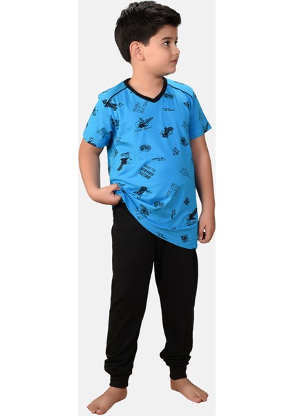 Erkek Çocuk 3 Lü Set Desenli Yazlık Pijama Takımı M3001