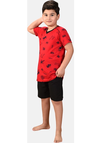 Erkek Çocuk 3 Lü Set Desenli Yazlık Pijama Takımı M3001
