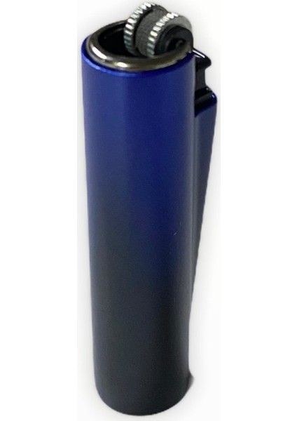Clipper Micro Metal Kılıflı Taşlı Çakmak Koyu Mavi Tramlı 1 Adet