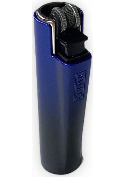 Clipper Micro Metal Kılıflı Taşlı Çakmak Koyu Mavi Tramlı 1 Adet