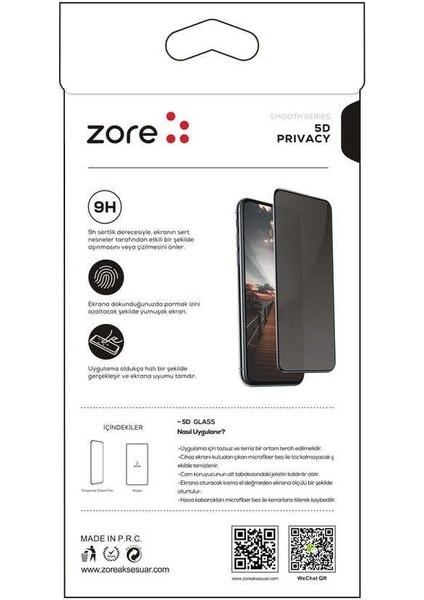 Oppo A31 New 5D Privacy Hayalet Cam Temperli Ekran Koruyucu