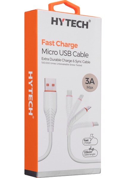 HY-X235 3A Micro USB Data Veşarj Kablosu Beyaz