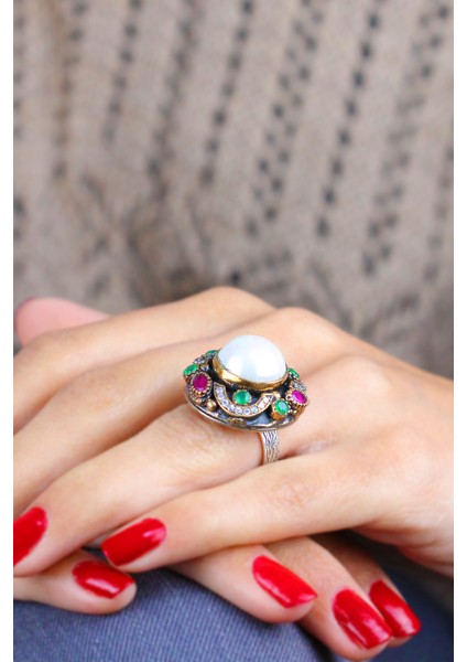 Inci Taşlı El Işi Otantik Gümüş Yüzük modelleri