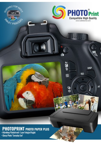 Canon E414 Için 100 Adet A4 Parlak Kuşe Kağıt 300 Gram (Tüm Mürekkepli ve Laser Yazıcılar Için)
