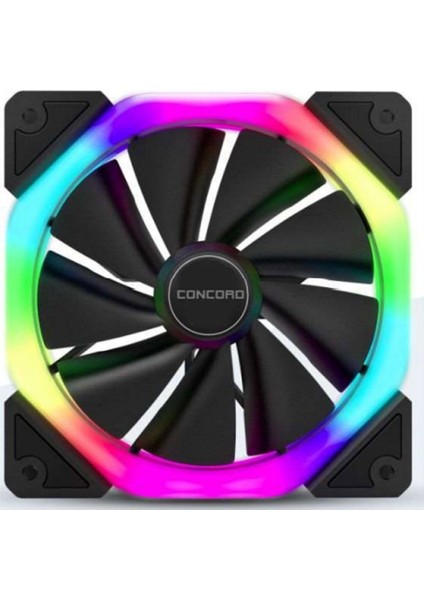 C-894 Rgb 3 Renk Rainbow Gökkuşağı 12CM Kasa Geniş Fan