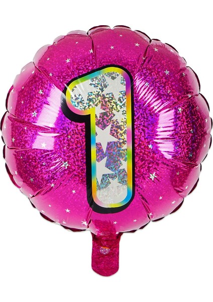 Folyo Yuvarlak Rakam Balon Fuşya 1