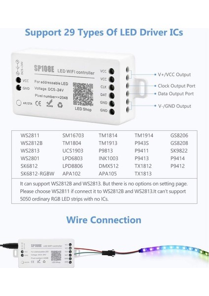m SP108E WS2812B WS2811 WS2801 LED Şerit Wifi Kontrolörü
