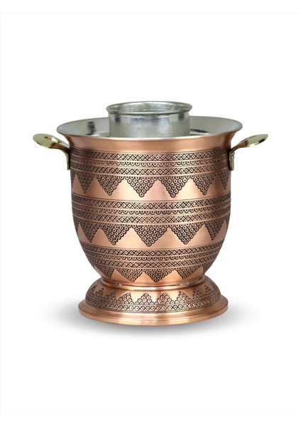 Bakır Ehli Keyf Rakı Şişelik Kalın Eskitme Üzüm Işlemeli