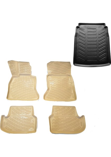 Bmw F10 (Bej) 3D Havuzlu Paspas+Bagaj Havuzu 2013-2020 Arası Caraks Marka