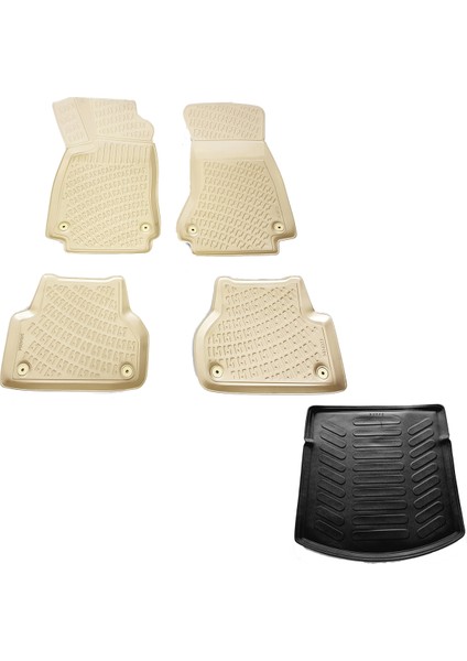 Audi A5 (Bej) 3D Havuzlu Paspas+Bagaj Havuzu 2008-2015 Arası Friemats Marka