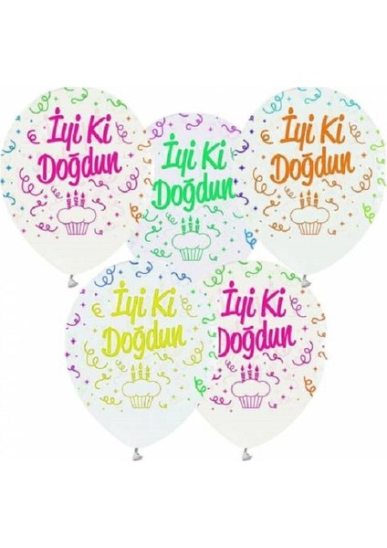 Floresan Iyi Ki Doğdun Baskılı Şeffaf Balon 10 Adet