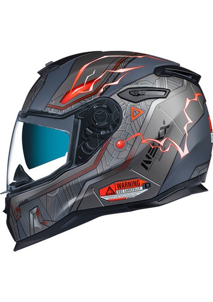 SX.100 Gigabot Mat Gri-Kirmizi Kask