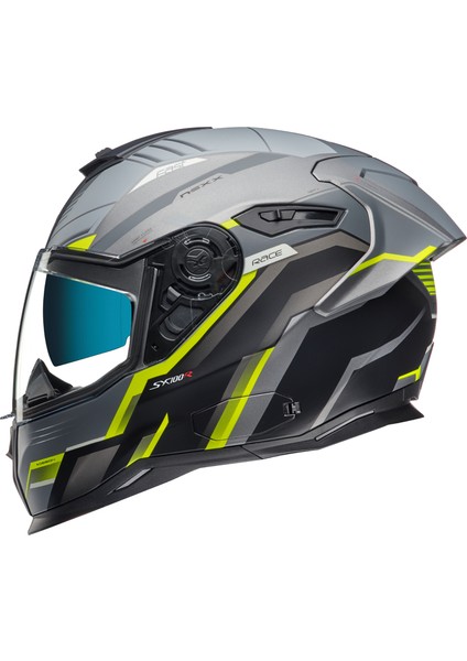 SX.100R Gridline Mat Gri-Neon Sari Kask