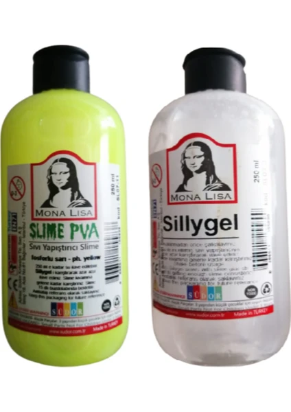 Monalisa Slime Sıvı Yapıştırıcı Fosforlu Sarı 250 ml + Slime Pva 250 ml