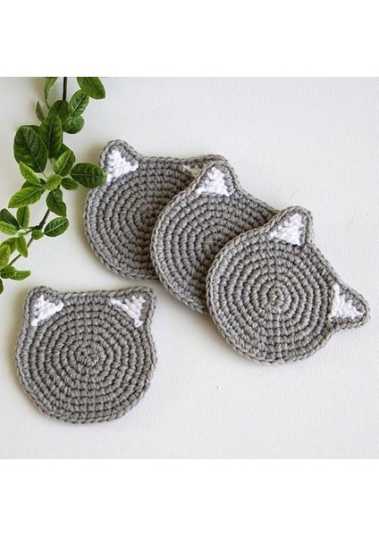 4 Kişilik Kedi Desenli Bardak Altlığı Kedi Desenli Bardak Altlığı