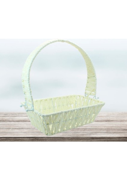 Saplı Dikdörtgen Sepet, 24 cm, Küçük Boy
