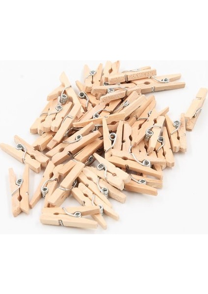 100 Adet 2,5 cm Ahşap-Mini Ahşap Mandal- Foto Askısı