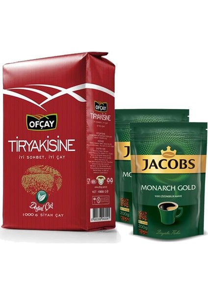 Ofçay Tiryakisine Dökme Siyah Çay 1000 gr & Jacobs Monarch Gold Kahve 2 x 200 gr