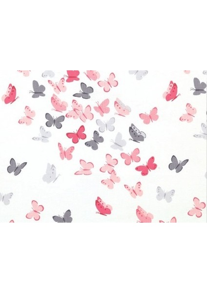 Bebek ve Çocuk Lastikli Çarşaf Pembe Kelebekli Desenli 60X120