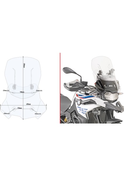 AF5127 Bmw F 750 Gs - F 850 Gs (18-21) - F 850 Gs Adventure (19-21) Rüzgar Siperlik