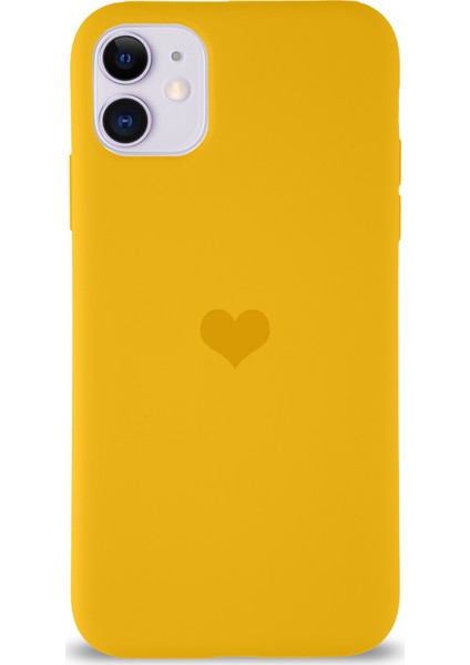 Apple iPhone 11 Silikon Kılıf Altı Kapalı Içi Kadife Lansman Silikon Kılıf Sarı