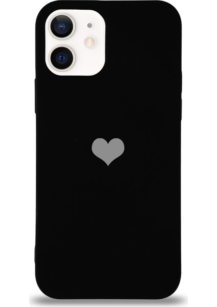 Apple iPhone 12 Silikon Kılıf Altı Kapalı Içi Kadife Lansman Silikon Kılıf Siyah