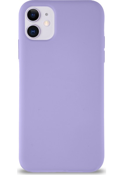 Apple iPhone 11 Kılıf Kalp Logolu Altı Kapalı Içi Kadife Lansman Silikon Kılıf Lila