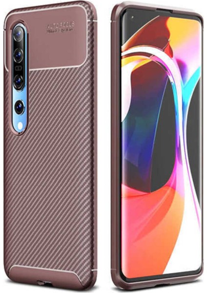 Xiaomi Mi 10 Karbon Tasarımlı Kapak Kahverengi
