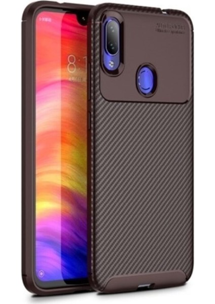 Xiaomi Redmi Note 7 Karbon Tasarımlı Kapak Kahverengi