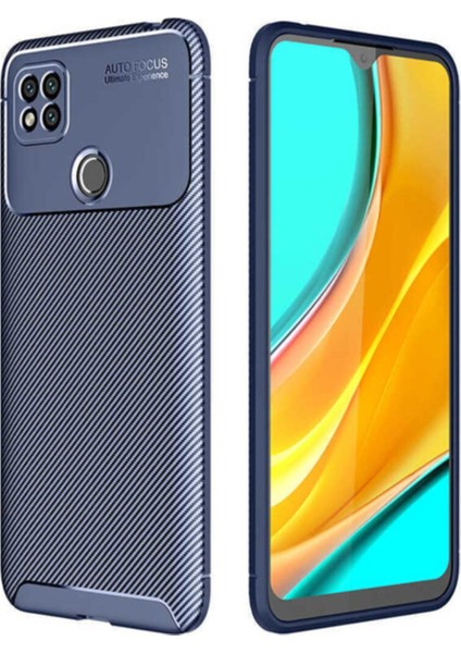Xiaomi Redmi 9c Karbon Tasarımlı Kapak Lacivert