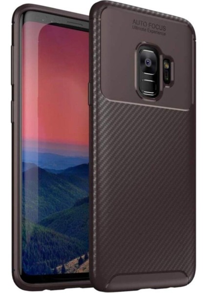 Samsung Galaxy S9 Karbon Tasarımlı Kapak Kahverengi